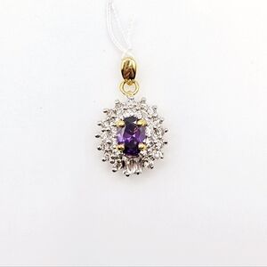 Amethyst Purple Halo CZ Pendant New